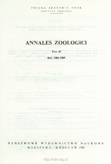 Annales Zoologici - Strony tytułowe, spis treści - t. 42 (1988-1989)
