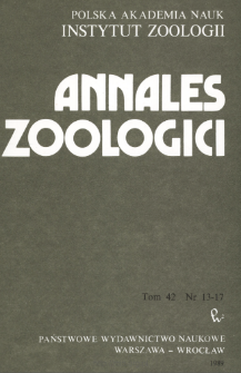 Annales Zoologici - Strony tytułowe, spis treści - t. 42, nr. 13-17 (1989)