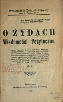 O Żydach : wiadomości pożyteczne