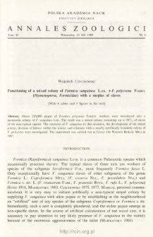 Functioning of a mixed colony of Formica sanguinea LATR. + F. polyctena FOERST. (Hymenoptera, Formicidae) with a surplus of slaves