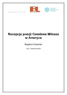 Recepcja poezji Czesława Miłosza w Ameryce