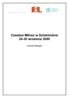 Czestaw Miłosz w Sztokholmie 24-30 września 2000