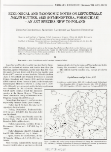 Ecological and taxonomic notes on Leptothorax nadigi Kutter, 1925 (Hymenoptera, Formicidae) - an ant species new to Poland