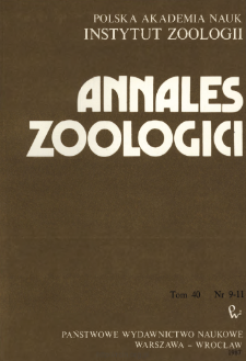 Annales Zoologici - Strony tytułowe, spis treści - t. 40, nr. 9-11 (1987)