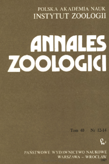 Annales Zoologici - Strony tytułowe, spis treści - t. 40, nr. 12-14 (1987)