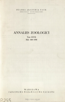 Annales Zoologici - Strony tytułowe, spis treści - t. 27 (1969-1970)