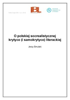 O polskiej socrealistycznej krytyce (i samokrytyce) literackiej