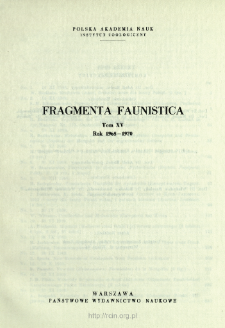 Fragmenta Faunistica - Strony tytułowe, spis treści - t. 15, nr. 1-22 (1968-1970)