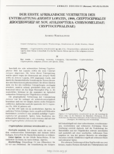 Der erste afrikanische Vertreter der Untergattung Asionus Lopatin, 1988, Cryptocephalus mroczkowskii sp. nov. (Coleoptera: Chrysomelidae: Cryptocephalinae)