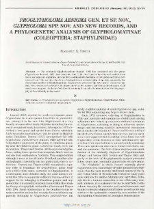 Proglypholoma aenigma gen. et sp. nov., Glypholoma spp. nov. and new records, and a phylogenetic analysis of Glypholomatinae (Coleoptera: Staphylinidae)