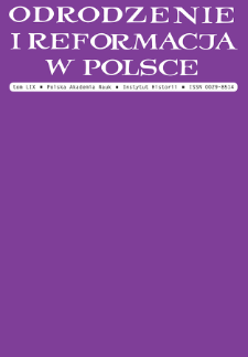 Odrodzenie i Reformacja w Polsce T. 59 (2015), Strony tytułowe, spis treści