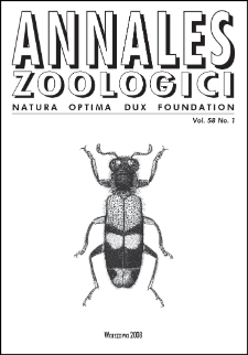 Annales Zoologici - Spis treści - vol. 58, no. 1 (2008)
