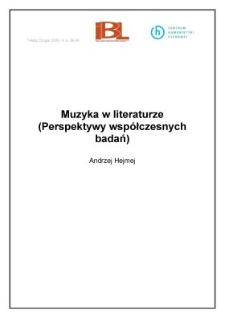 Muzyka w literaturze (Perspektywy współczesnych badań)