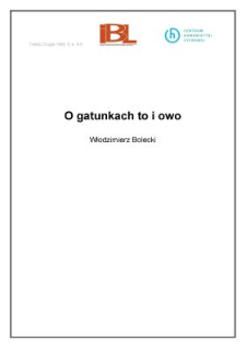 O gatunkach to i owo (wstęp)