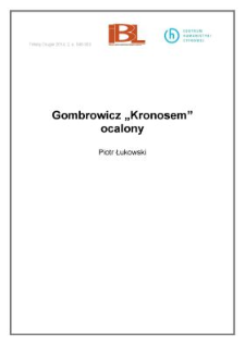 Gombrowicz "Kronosem" ocalony