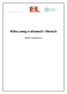 Kilka uwag o słowach i literach