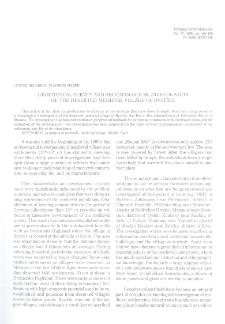 Geophysical Survey and Archaeologica lInvestigation of the Deserted Medieval Village of Bystřec