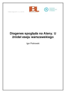 Diogenes spogląda na Ateny. U źródeł eseju warszawskiego