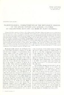 Paleoecological Characteristics of the Settlement Periods of the Linear Pottery and Lengyel Cultures at Cracow-Nowa Huta (on the Basis of Plant Material)