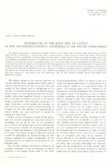 Differences in the Body Size of Cattle in the Archaeozoological Materials in the Polish Territories