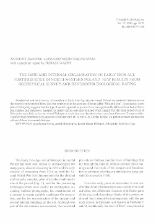 The date and internal organisation of early Iron Age fortified sites in North-Western Poland : new results from geophysical survey and dendrochronological dating