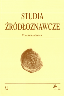Studia Źródłoznawcze = Commentationes T. 40 (2002), Title pages, Contents