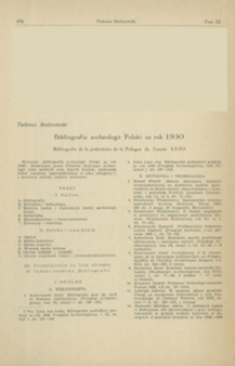 Bibliografia archeologii Polski za rok 1950 + uzupełnienia za lata ubiegłe + indeks osobowy