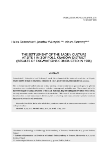 The settlement of the Baden culture at site 1 in Zofipole, Kraków district (results of excavations conducted in 1986)