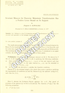 Invariant measure for piecewise monotonic transformation has a positive lower bound on its support