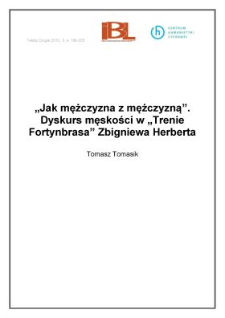 „Jak mężczyzna z mężczyzną”. Dyskurs męskości w Trenie Fortynbrasa Zbigniewa Herberta