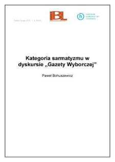 Kategoria sarmatyzmu w dyskursie „Gazety Wyborczej”