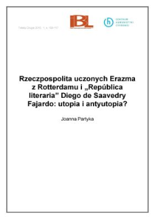 Rzeczpospolita uczonych Erazma z Rotterdamu i República literaria Diego de Saavedry Fajardo: utopia i antyutopia?