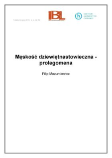 Męskość dziewiętnastowieczna – prolegomena