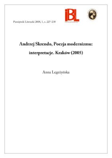 Andrzej Skrendo, Poezja modernizmu. Interpretacje. Kraków 2005