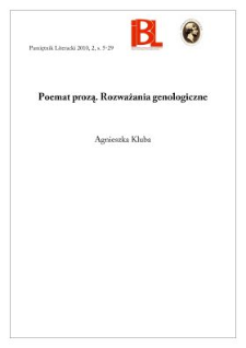 Poemat prozą. Rozważania genologiczne