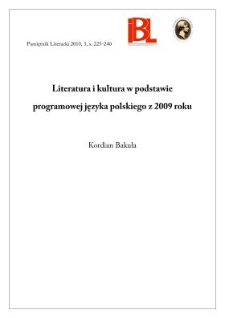 Literatura i kultura w podstawie programowej języka polskiego z 2009 roku