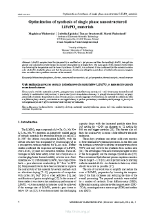 Optimalization of synthesis of single phase nanostructured LiFePO4 materials