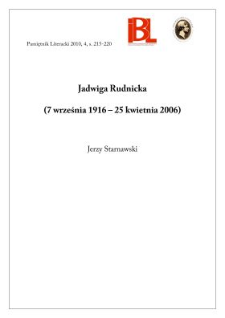 Jadwiga Rudnicka (7 września 1916 – 25 kwietnia 2006)