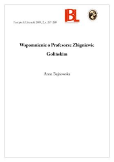 Wspomnienie o Profesorze Zbigniewie Golińskim