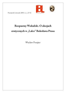 Rozpustny Wokulski. O aluzjach erotycznych w „Lalce” Bolesława Prusa