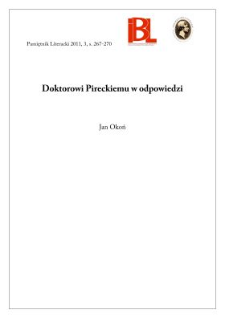 Doktorowi Pireckiemu w odpowiedzi