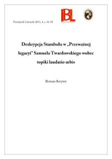 Deskrypcja Stambułu w „Przeważnej legacyi” Samuela Twardowskiego wobec topiki laudatio urbis