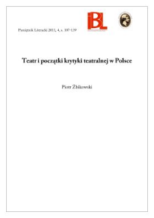 Teatr i początki krytyki teatralnej w Polsce