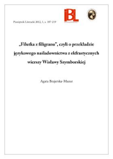 „Filutka z filigranu”, czyli o przekładzie językowego naśladownictwa z ekfrastycznych wierszy Wisławy Szymborskiej