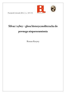 Silvae i sylwy – glosa historycznoliteracka do pewnego nieporozumienia