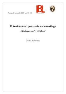 O konieczności powstania warszawskiego. „Kinderszenen” i „Widma”
