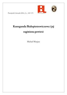 Kunegunda Białopiotrowiczowa i jej zaginiona powieść