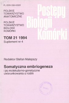 Postępy biologii komórki, Tom 21 supl. 4, 1994