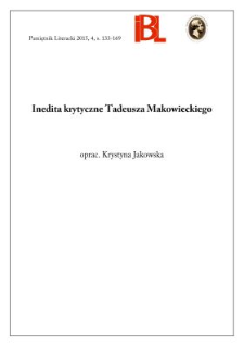 Inedita krytyczne Tadeusza Makowieckiego