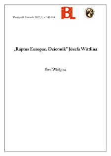 „Raptus Europae. Dziennik” Józefa Wittlina